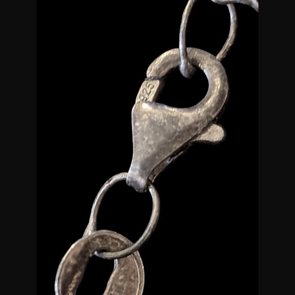 925 Oxidized Sterling Silver Multicolor Evil Eye Size 6.75" Bracelet - Picture 10 of 10